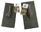 CAST IRON RUST EFFECT GARDEN PLAQUE KING AND QUEEN SET WALL SIGN GIFT
