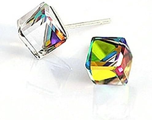 Blingery Simple Yet Romantic Design Water Cube Stud Earrings with Austrain Crystal for Women Girl Lady-Dream Blue