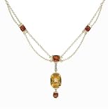14k Yellow Gold Madeira Citrine and Citrine Necklace