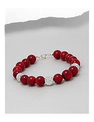 Red Corals Bracelet In 92.5 Sterling Silver