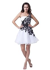 A-line Organza/Satin Backless Beaded Lace One Shoulder Mini Dress 