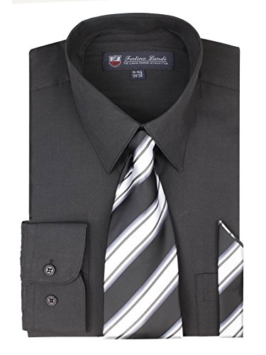 Fortino Landi Men's Long Sleeve Dress Shirt, Tie And Hanky Set - Many Colors