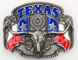 TEXAS Longhorn Belt Buckle State Flags Flower