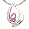 14K White Gold Pink Sapphire and Diamond Pendant/Slide