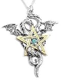 Silver Dragon Star Pentacle Dragonstar Pendant Necklace