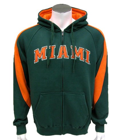 Buy Miami Florida Hurricanes Mens Varsity Full Zip Fleece Hoodie by Colosseum Athletics