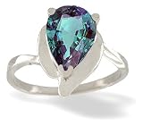 14K White Gold Pear Created Alexandrite Ring