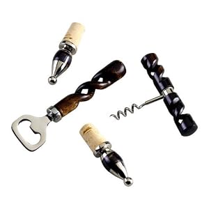 4-Piece Wooden Twist Bar Set by Foxy Wine D�cor