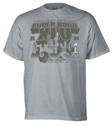 Reebok Super Bowl XLV Pittsburgh Steelers vs Green Bay Packers Dueling North Dallas T-Shirt Small