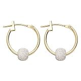 14K Gold Hoop Earrings with Laser Bead