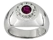 14K White Gold Man's Ruby and Diamond Ring