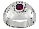 14K White Gold Man's Ruby and Diamond Ring