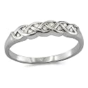 9ct White Gold Ladies Celtic Band Ring Set with 10pts of Diamonds