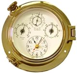 Contek Solid Brass Marine Style Clock with Thermometer, Barometer & Hygrometer.�
