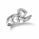 1/4 carat dtw double heart ring