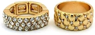 Janestore Fashion Style Crystal Rhinestone Designed 2 Pieces Rings Set