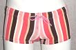 Coral Stripe Drawstring Square-Cut Boy-Short with Seamless Front