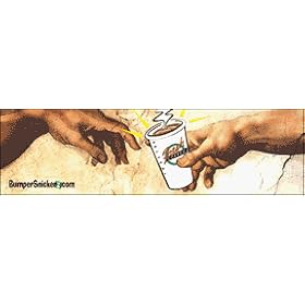 God created Coffee - funny stickers (Small 5 x 1.4 in.)