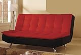 Microfiber Convertible Sofa In Red And Black