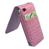���������I iPhone 4 Leather Case Flip-top, Croco Baby Pink ���ĊJ�� Flip-top, �N���R�X�^�C���E�x�r�[�s���N IP4-CL-03 �摜