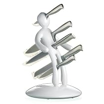 The Ex 5-Piece Stainless-Steel Knife Set with Unique Holder, White