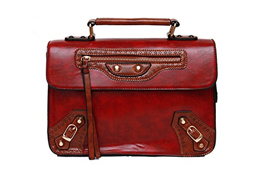 UONBOX Women's Satchel College School Handbag Briefcase Vintage Purse