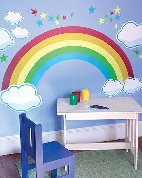 Childrens Toyshop  Toys : Wallies Kids Rainbow Clouds & Stars Big Mural