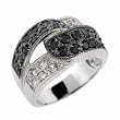 Silver simulated DIAMOND BLACK cz interwoven Ring S7