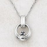 14K White Gold Circle Pendant with Blue Sapphire