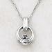14K White Gold Circle Pendant with Blue Sapphire