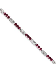 Sterling Silver African Ruby and Diamond Bracelet