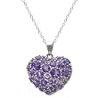 Sterling Silver Amethyst Heart Pendant, 18"