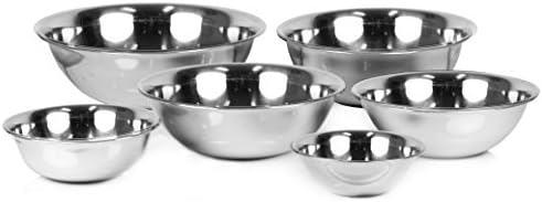 (Set of 6) ChefLand Mixing Bowls Standard Weight Stainless Steel, Mirror Finish, ¾, 1½, 3, 4, 5, and 8 Qt.