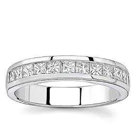 14k White Gold or Yellow Gold Princess-Cut Diamond Band (H/I1, 1 ct. tw.)