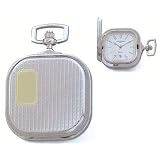 Charles Hubert ,Pocket Watch - 14k Gold-plated Two-tone Chrome Roman Numeral Squared Pocket Watch by Goldfinger