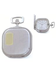 Charles Hubert ,Pocket Watch - 14k Gold-plated Two-tone Chrome Roman Numeral Squared Pocket Watch