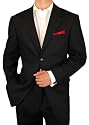 Executive Italian Linen Mens Suit Modern Two Button 2pc Hand Tailored Summer Suit Black