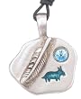 Blue Stone Indian Style Feather Pewter Pendant Necklace