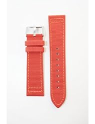Panerai Style 22mm Orange Cut-Edge Canvas with Leather Lining and Hand-Painted Sides