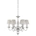 Globe Manhattan Six-Light Chandelier, Brushed Steel with Beige Shades #61697