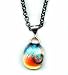 Designs By Baerreis Dichroic Fused Art Glass Pendant Fine Fall Fashion Color on 18 Inch Rolo 2.6 Mm Gunmetal Chain - Antique Finish