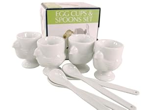 RSVP 8 Piece Egg Cup & Spoon Set for Soft Boiled Eggs