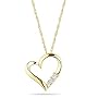 10k Yellow Gold Diamond 3-Stone Heart Pendant (1/10 cttw, I-J Color, I2-I3 Clarity), 18"