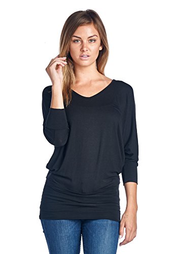 Batwing Dolman Blouse by Eliechi | Elegant ¾ Sleeve V-Neck Top | Premium Quality