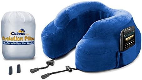 CABEAU Memory Foam "Evolution Pillow" +Small Bag - Travel Pillow Actually Works!