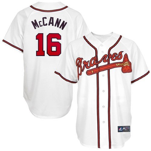 MLB Men's Atlanta Braves Brian Mccann White Home Short Sleeve 6 Button Synthetic Replica Baseball Jersey Big & Tall Spring 2012  (White, XXXX-Large)