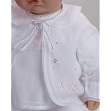 Cotton White Newborn Baby Layette, 3 piece Set. Pink Hand Embroidery. Infant Heirloom Quality Clothes. (3m)