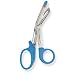 Stainless Steel Non Sterile Utility Serrated Scissor with Blue Coated Handle, 5-1/2" Length, For Single Use (Pack of 100)