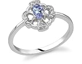 Cross and Heart Tanzanite and Diamond Ring, 14K White Gold