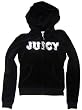 Juicy Couture Zippered Velour Hoodie in Black with Silver and Light Pink Trim